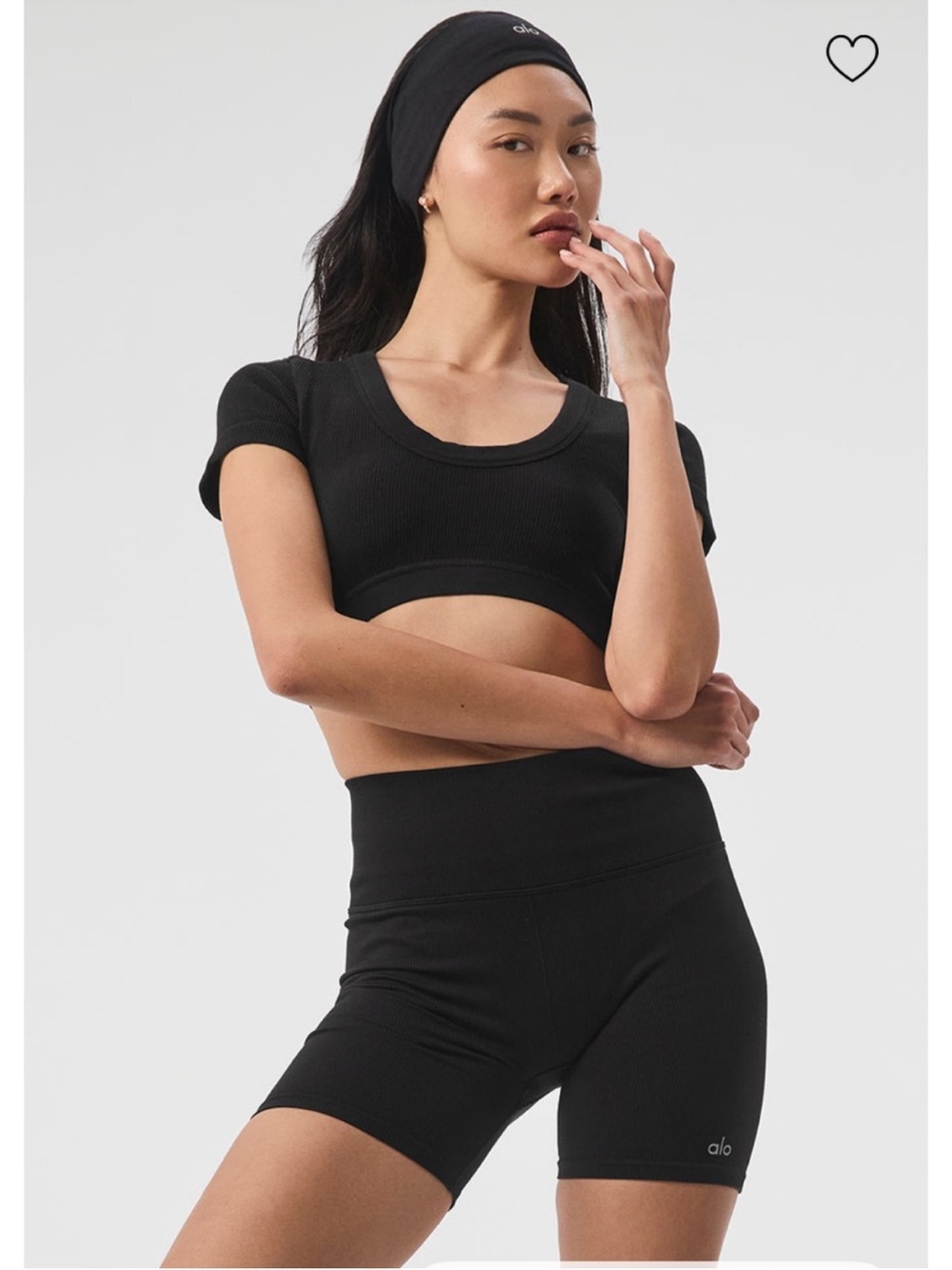 XS Alo Yoga Black Ribbed Crop Top